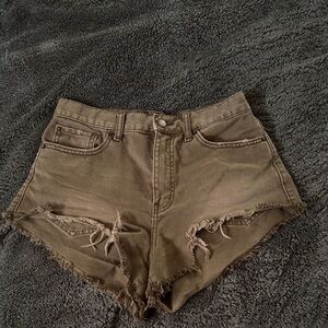 BDG Olive Distressed Jean Shorts